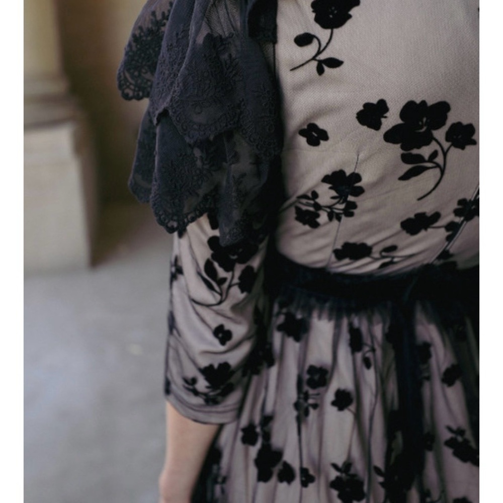Dainty Jewells Black Floral Lace Overlay Maxi Dress with Nude Tag is - Picture 2 of 4